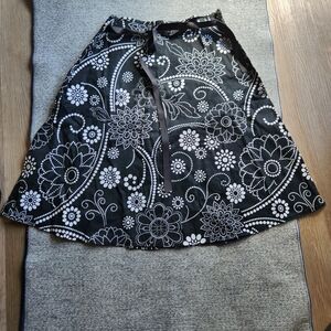Celine Black and White Floral A-Line Skirt